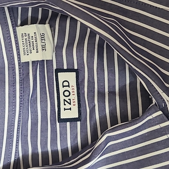 Izod Men's Gray & White‎ Striped Button-Up Long Sleeve Shirt - Size 3XL - Picture 10 of 10